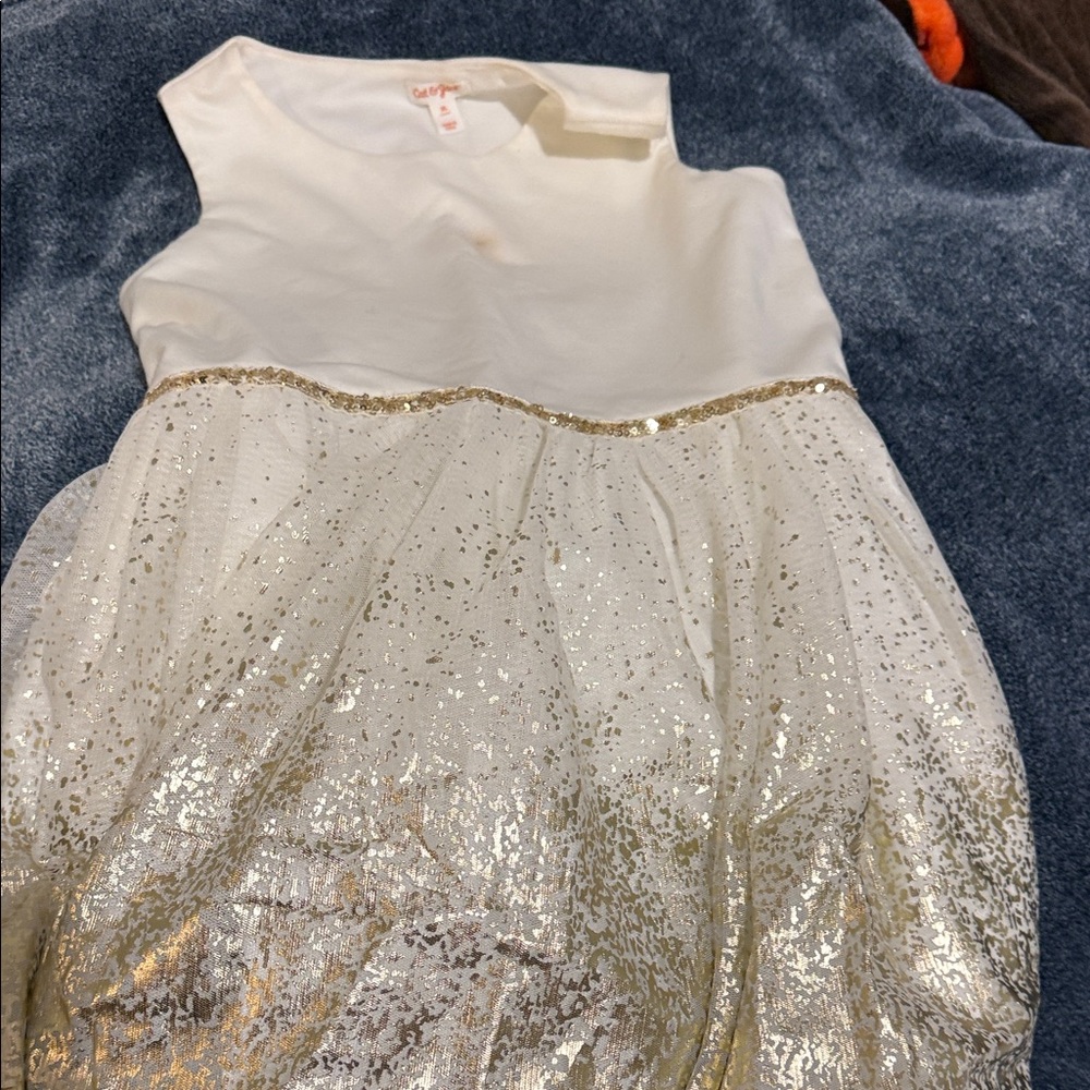 Cat & Jack White and Gold Kids Dress